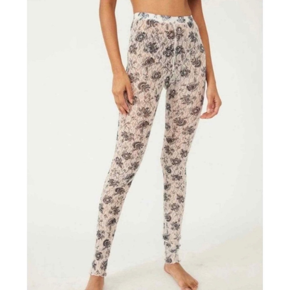 Free People Layered in Lace Leggings Ivory Combo XL Small Pink & Black NWT